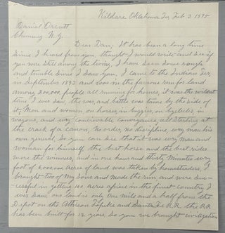 Item #11252 1895 Letter by a Settler in Oklahoma Territory Recalling the Land Rush of 1893