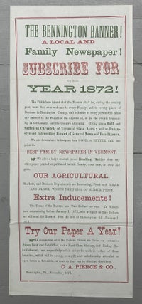 Item #11266 The Bennington Banner! A Local And Family Newspaper! Subscribe For The Year 1872!