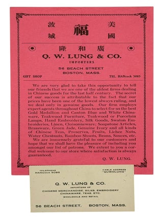 Item #13756 Advertising Circular for Q.W. Lung & Co, a Gift Shop in Boston's Chinatown