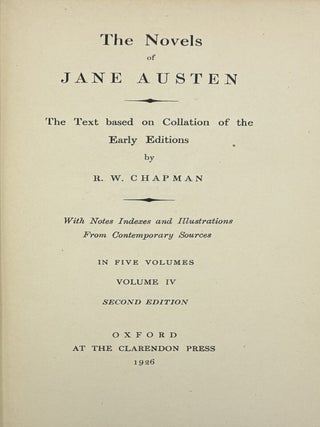 The Novels of Jane Austen; The Text Based on Collation of the Early Editions