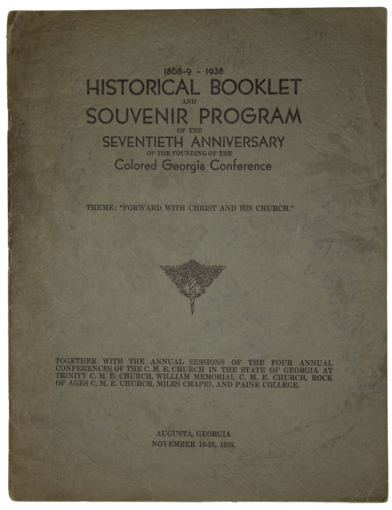 Item #14806 1868-9 - 1938 Historical Booklet and Souvenir Program of the Seventieth Anniversary of the Founding of the Colored Georgia Conference