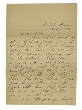 Letter by a Teacher at the Wealaka Mission School in the Indian Territory