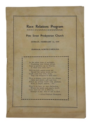 Race Relations Program. Pine Street Presbyterian Church