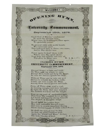 Opening Hymn, University Commencement, September 15th, 1875