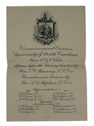 Collection of Invitations to Commencement Exercises and Balls at the University of North Carolina