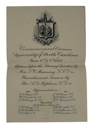 Collection of Invitations to Commencement Exercises and Balls at the University of North Carolina
