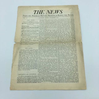 Item #2968 The News From the American Baptist Missions In Burma and Assam