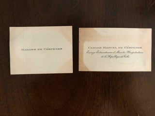 Item #3894 CALLING CARDS OF CUBAN REVOLUTIONARY AND PRESIDENT CARLOS MANUEL DE CESPEDES AND HIS WIFE