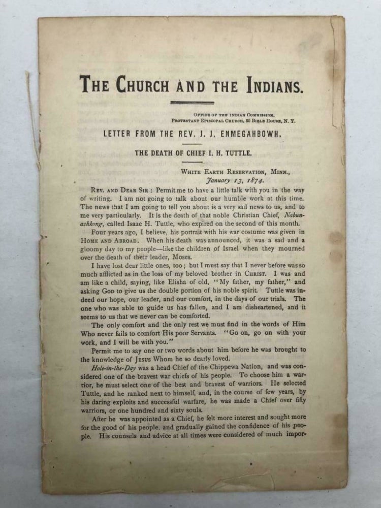 Item #4548 The Church And The Indians. Rev. J. J. Enmegahbowh.