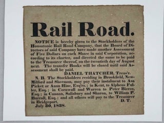 Item #4862 Housatonic Rail Road Company Broadside
