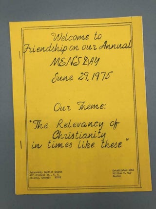 Item #5052 Welcome to Friendship on our Annual Men's Day June 29, 1975 Our Theme: "The Relevancy...