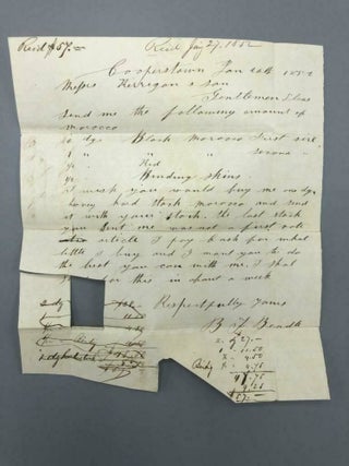 Item #6146 1852 Cooperstown New York Merchant Letter