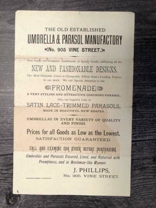 Item #6259 The Old Established Umbrella & Parasol Manufactory No. 905 Vine Street