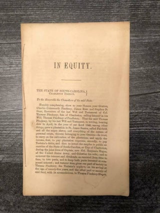 Item #6370 In Equity. The State of South Carolina Charleston District To the Honorable the...