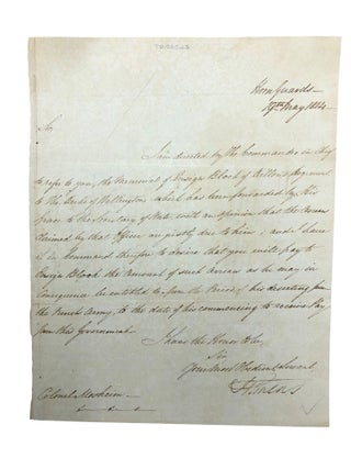 Item #6635 Autograph Letter, Ordering Payment to a French Deserter Fighting on the British Side...