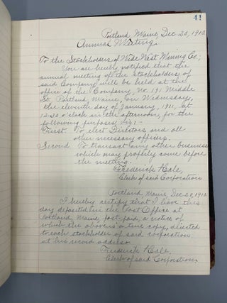 Manuscript Minutes Book of the Wide West Mining Co