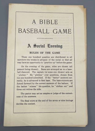 Item #8283 A Bible Baseball Game A Social Evening