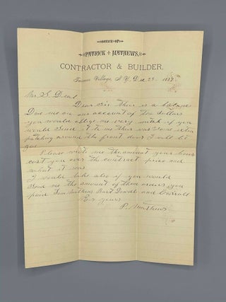 Item #8392 Archive of Six Letters from Building Contractors in Farmer Village, NY Sent to Solomon...