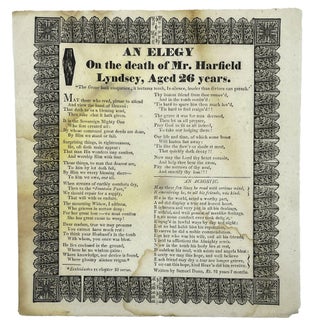 Item #9200 An Elegy On the death of Mr. Harfield Lyndsey, Aged 26 years