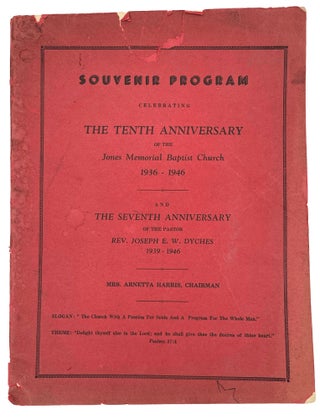 Item #9638 Souvenir Program Celebrating The Tenth Anniversary Of The Jones Memorial Baptist...