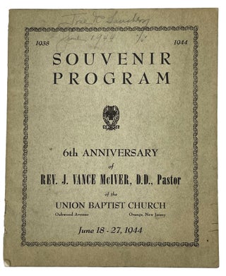 Item #9640 Souvenir Program 6th Anniversary of Rev. J. Vance McIver, D.D. Pastor of the Union...